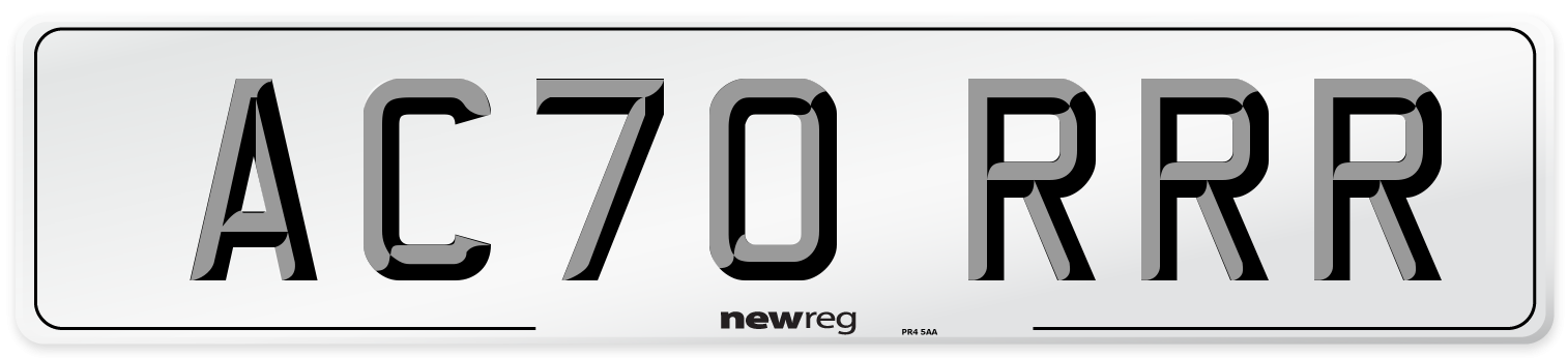 AC70 RRR Number Plate from New Reg